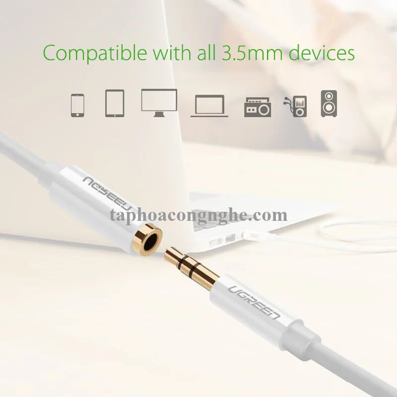 Ugreen 10746 0.5M màu Trắng Cáp âm thanh 3.5mm nối dài AV124 30010746